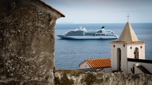 Seabourn Sojourn anchored in Amalfi. 