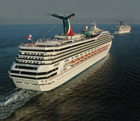 Carnival Victory, seen here with fleetmate Carnival Destiny.