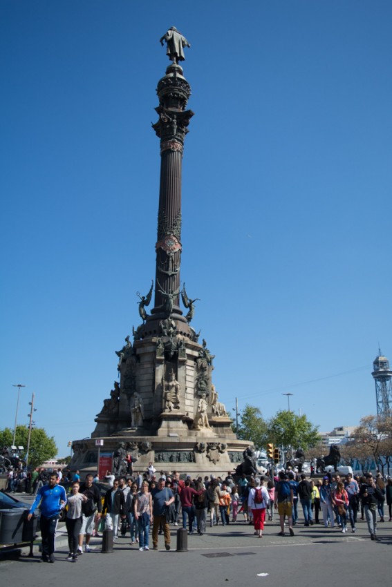 The Mirador Column marks the end of Las Ramblas…