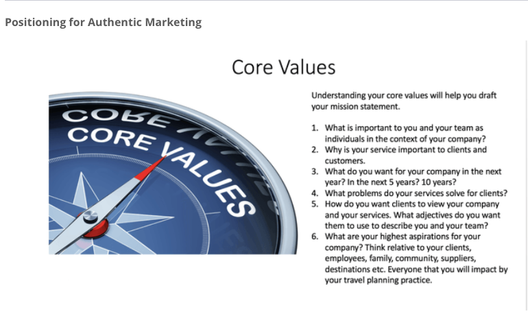 travel core values