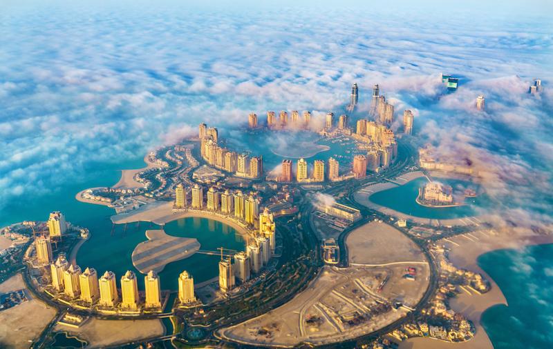 Aerial view of the Pearl-Qatar island