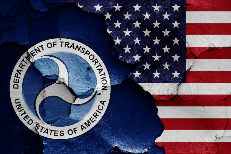 flags of Department of Transportation and USA