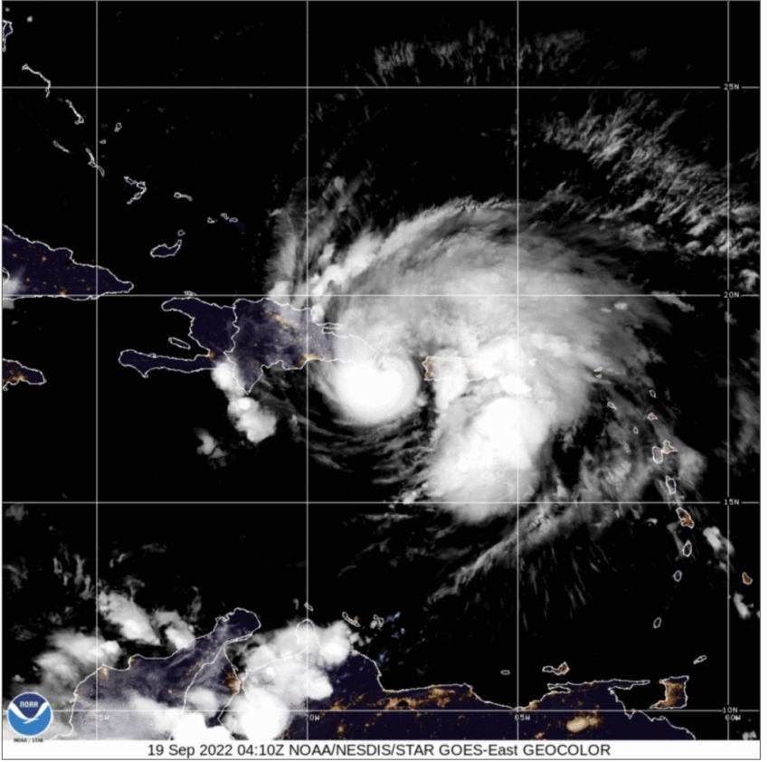 Photo of Hurricane Fiona taken from satellite