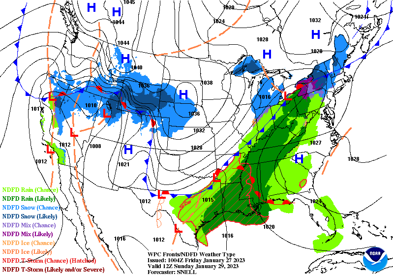 Weather map for Weekend of Jan 27