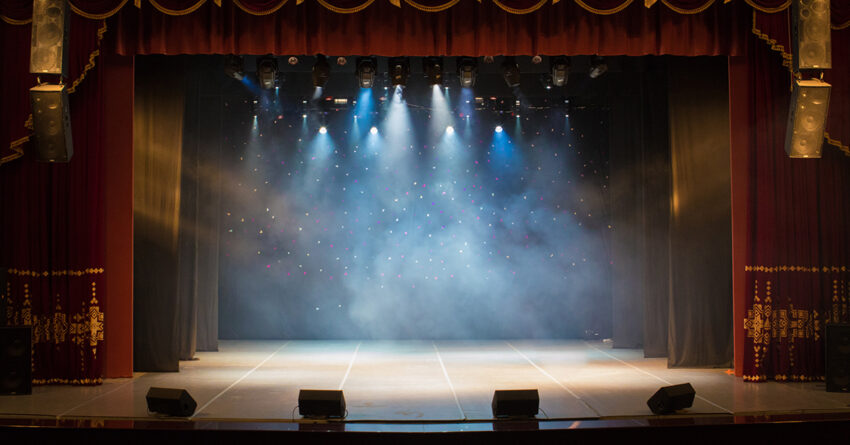 Stage with lighting and fog