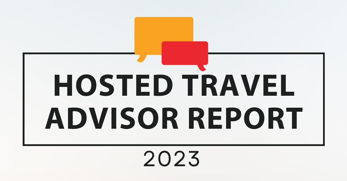 Text spelling out 'Hosted Travel Advisor Report, 2023'