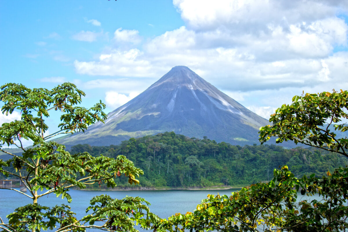 Arenal Volcano near the Lake Arenal in Costa Rica